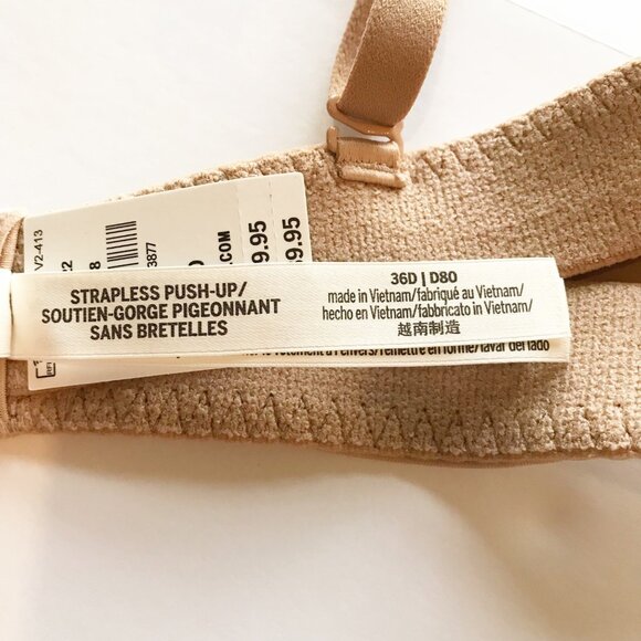 PINK Victoria's Secret NWT Strapless Push-Up Bra Nude Underwire Womens 36D - Picture 8 of 8